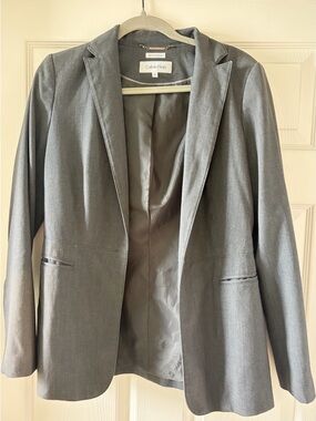 Calvin Klein Women's Charcoal Gray Single-Button Blazer